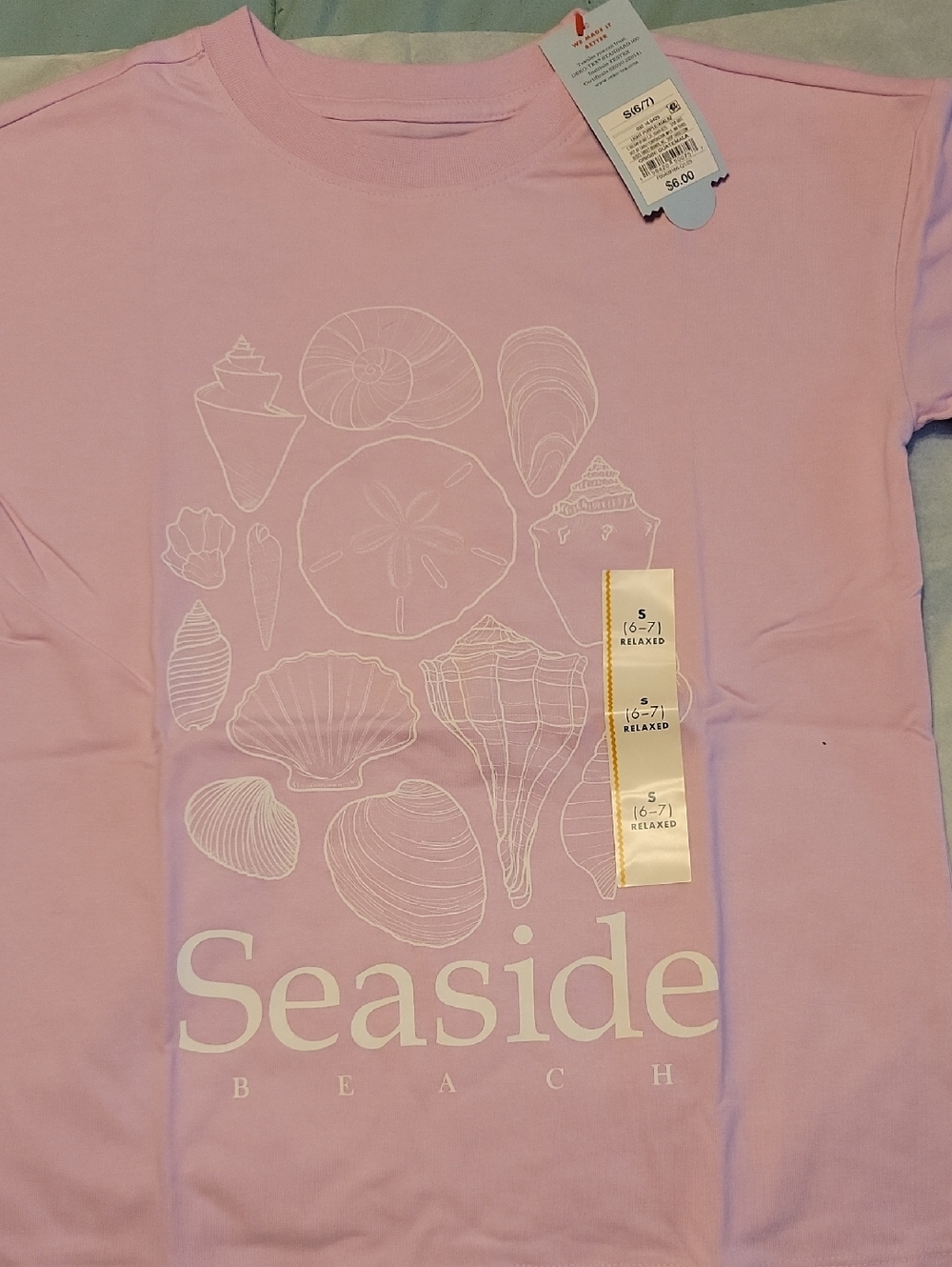 Cat & Jack Pink Seaside Beach Graphic Short Sleeve Tee
